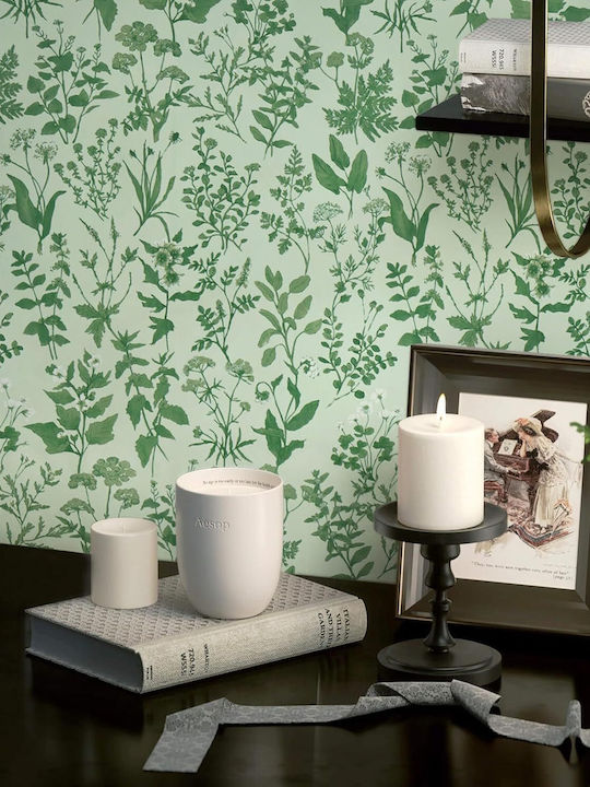 Self-Adhesive Waterproof Wallpaper Green Flowers Leaves Pattern 44x300cm