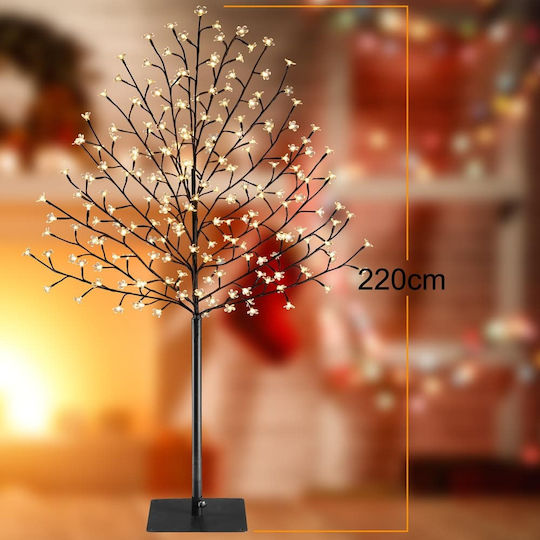 cu lumină LED Decorațiune de Crăciun Metalic Brad Cireșe Aspect natural 220cm. Exterior Burgundy