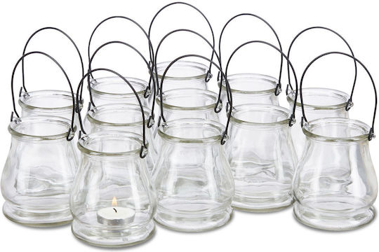 Set 12 Glass Lanterns Candles Approximately 10 X 9.5 Cm In Size Relaxdays