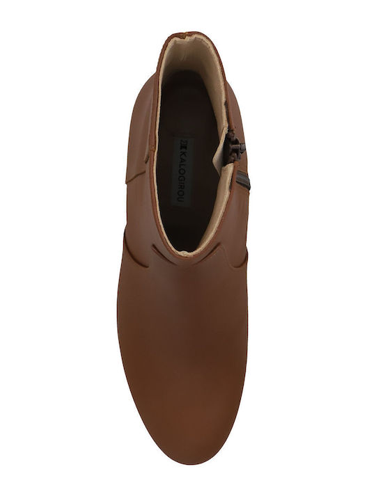 Leder Stiefeletten Damen Tabac Braun
