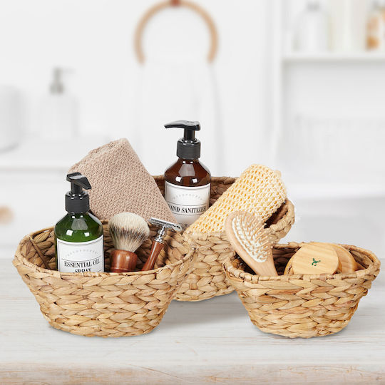 Set 3 Relaxdays Storage Baskets Willow Light Brown 10048135