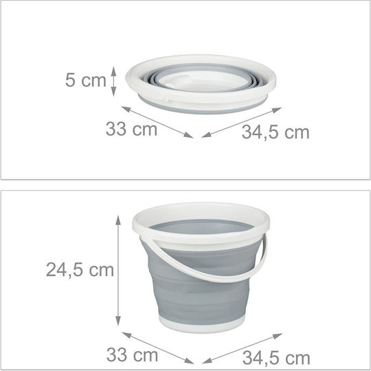 Foldable Bucket 10L Gray Relaxdays
