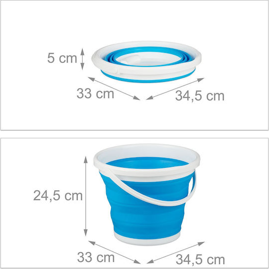 Foldable Bucket 10l Blue Relaxdays