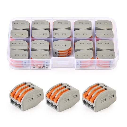 Set 19 Conectori Rapizi Blocuri Terminale Rapide Pârghie Instalații Electrice 3 Pini Tip 222-413