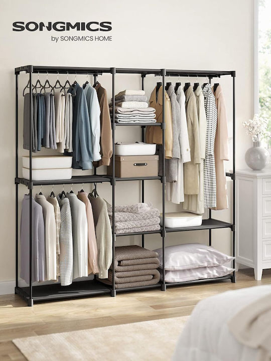 Songmics Floor Garment Rack made of Metal Black 182x43x182cm