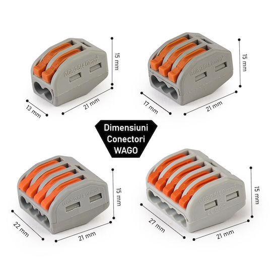 Set 19 Quick Connectors Quick Terminal Blocks Lever Electrical Installations 4 Pins Type 222-414