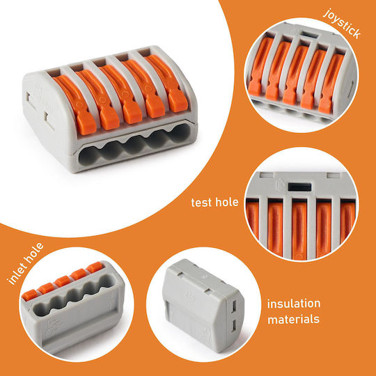 Set 19 Quick Connectors Quick Terminal Blocks Lever Electrical Installations 4 Pins Type 222-414