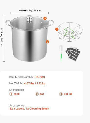 Vevor Stainless Steel Marmite Pot 35cm