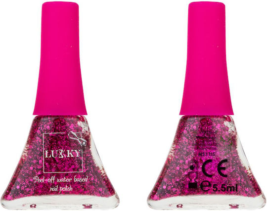 Lukky Cosmetics Toys Confetti Series Fuchsia Glitter Детски лак за нокти Гланц черен