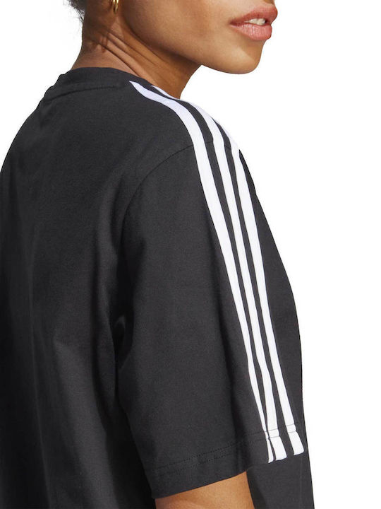 Essentials 3-Stripes Καλοκαιρινό Mini Αθλητικό Φόρεμα T-shirt Κοντομάνικο Μαύρο