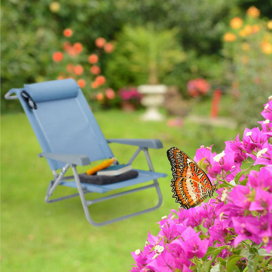 Foldable Lounge Chair Footrest Blue 38.5cm X 58cm X 112cm Relaxdays