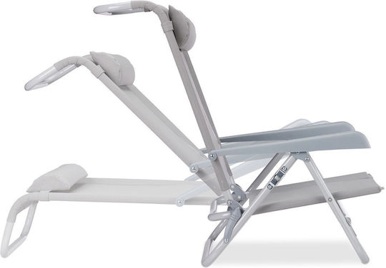 Foldable Lounge Chair Leg Gray 38.5cm x 58cm x 112cm Relaxdays