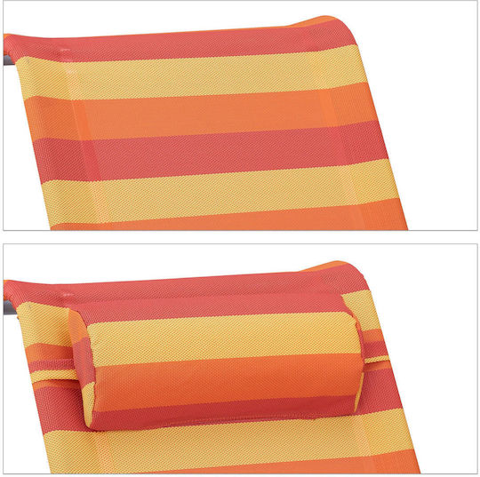Șezlong pliabil cu suport pentru picioare, deschizător de sticle, 8 niveluri ajustabile, 79x59x18 cm, capacitate 120 kg, multicolor, Relaxdays