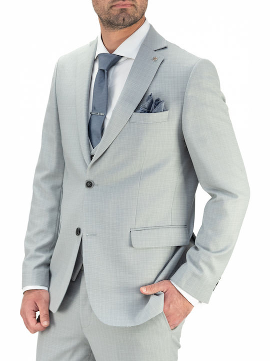 Men's Summer Suit with Vest Slim Fit Ice