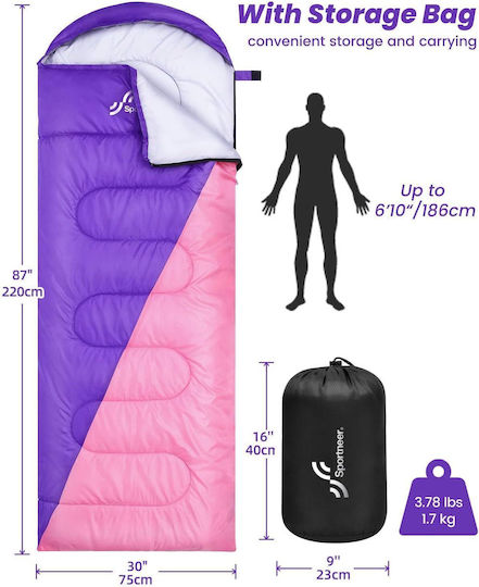 Sportneer Sac de dormit Single Purple Pink