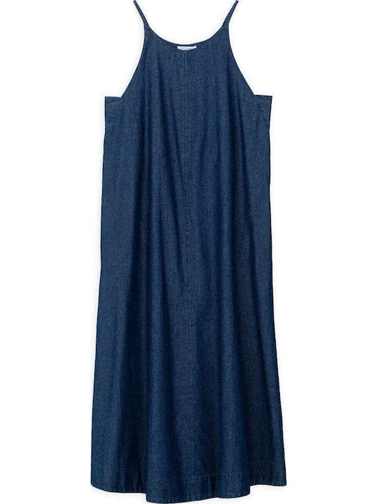 Καλοκαιρινό Midi Κομπινεζόν Φόρεμα Τζιν Light Denim