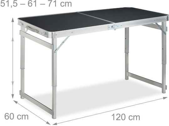 Folding Table Set 4 Folding Chairs Relaxdays Black Silver Table Dimensions 120 X 60 Cm