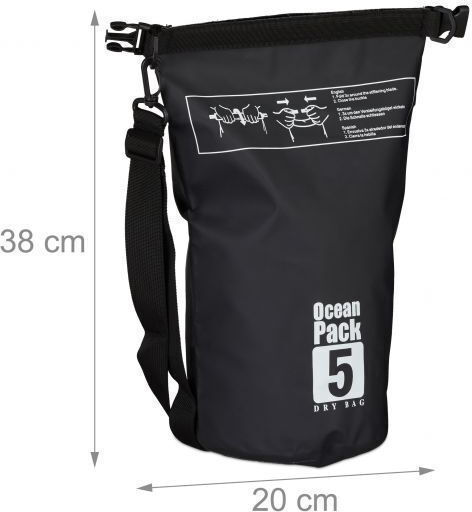 Relaxdays Ocean Pack Sac Uscat 5lt Negru