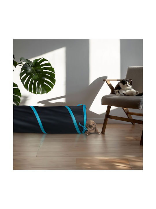Cat Play Tunnel Relaxdays Black Blue Foldable Dimensions 88 x 25 cm