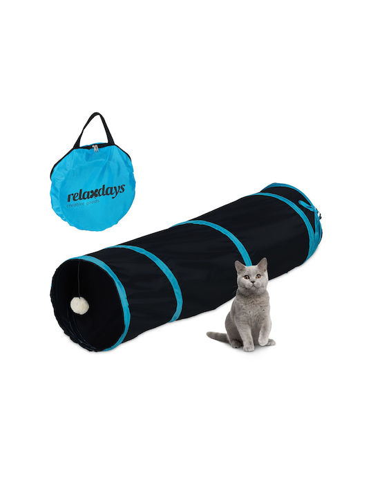 Cat Play Tunnel Relaxdays Black Blue Foldable Dimensions 88 x 25 cm