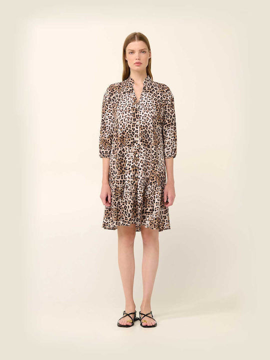 Summer Mini Shirt Dress Brown Coffee