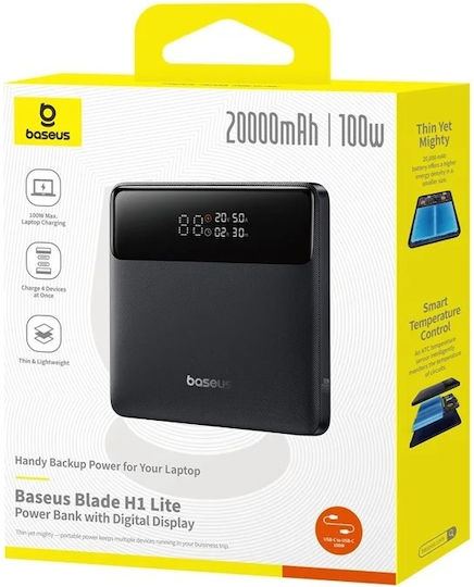 Baseus Blade H1 Lite Power Bank 20000mAh 100W με 2 Θύρες USB-A και 2 Θύρες USB-C Power Delivery / Quick Charge 3.0 / Quick Charge 4.0 Μαύρο
