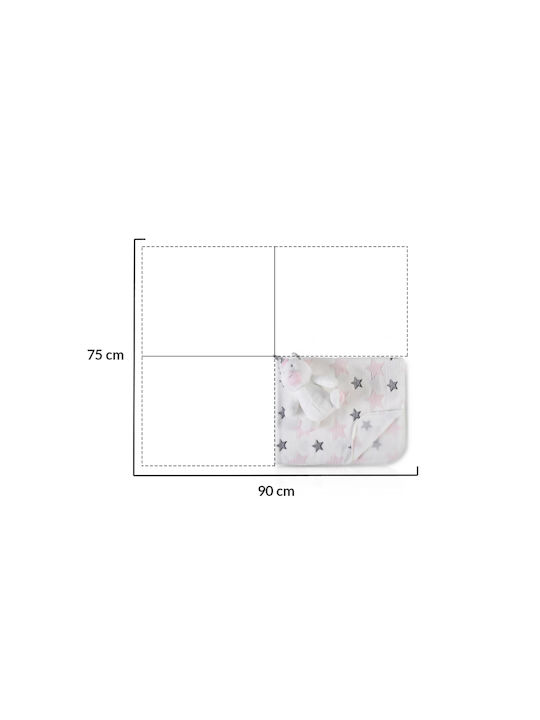 Cangaroo Κουβέρτα Αγκαλιάς & Λίκνου Unicorn Stars Fleece Ροζ 75x90εκ.