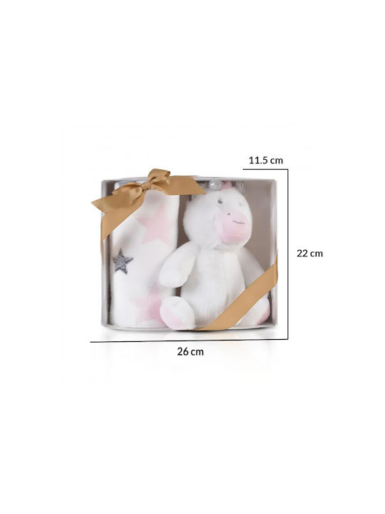 Cangaroo Κουβέρτα Αγκαλιάς & Λίκνου Unicorn Stars Fleece Ροζ 75x90εκ.
