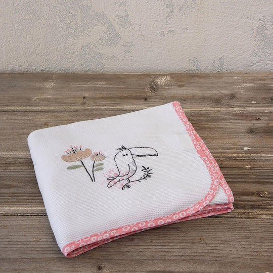 Nima Blanket Cot Toco Toucan Waffle Pink Pink 110x140cm
