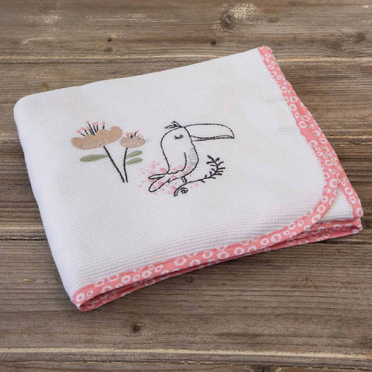 Nima Blanket Cot Toco Toucan Waffle Pink Pink 110x140cm