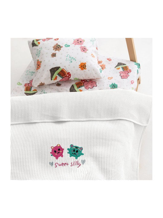 Palamaiki Blanket Nursery Swaddling Blankets Waffle White Candy 80x110cm