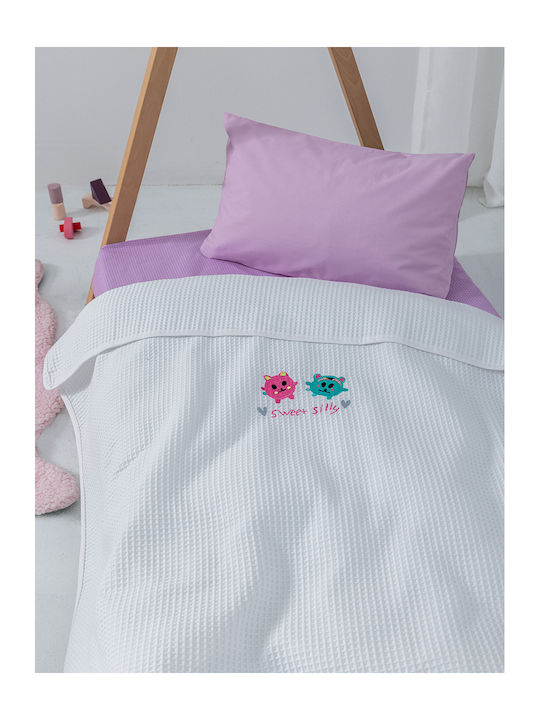 Palamaiki Blanket Nursery Swaddling Blankets Waffle White Candy 80x110cm