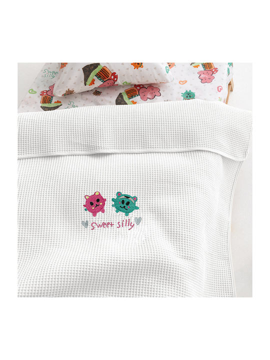 Palamaiki Blanket Nursery Swaddling Blankets Waffle White Candy 80x110cm
