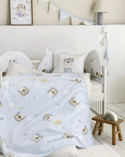 Nima Одеяло Детско легло Boy's World Велур Синьо Light Blue 110x140см.