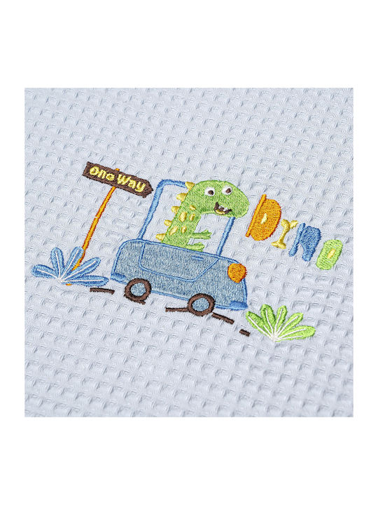 Adam Home Decke Kinderbett Dino Waffel Blau Blue 110x140cm