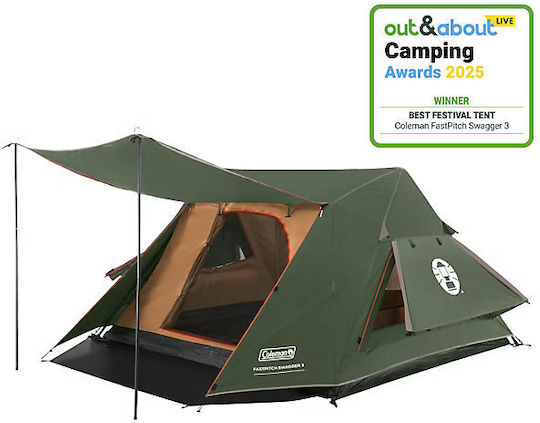 Coleman FastPitch Swagger Camping Tent Khaki 4 Seasons for 3 People 280x250x140cm