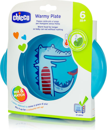 Chicco Baby Food Plate Warmy Plate 6m+ made of Plastic Blue 16000-20