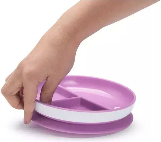 Munchkin Children's Stay Put Suction Food Plate Made of Plastic Light Purple