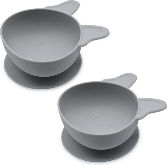 Melii Baby Food Bowl made of Silicone Gray 2pcs 17720