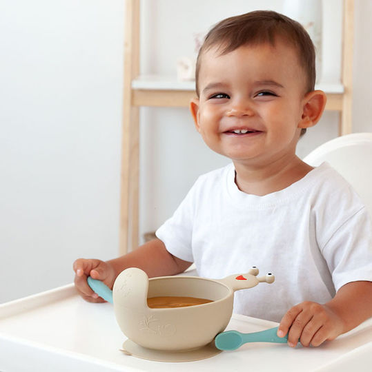Kiokids Παιδικό Μπωλ Φαγητού Σαλιγκάρι από Σιλικόνη Μπεζ