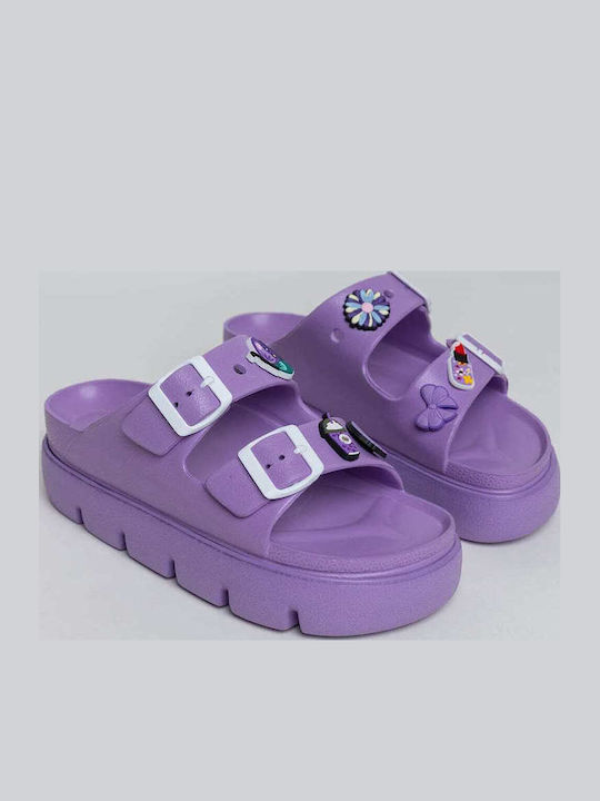 Women's Flip Flops Style with Platforms in Purple Color