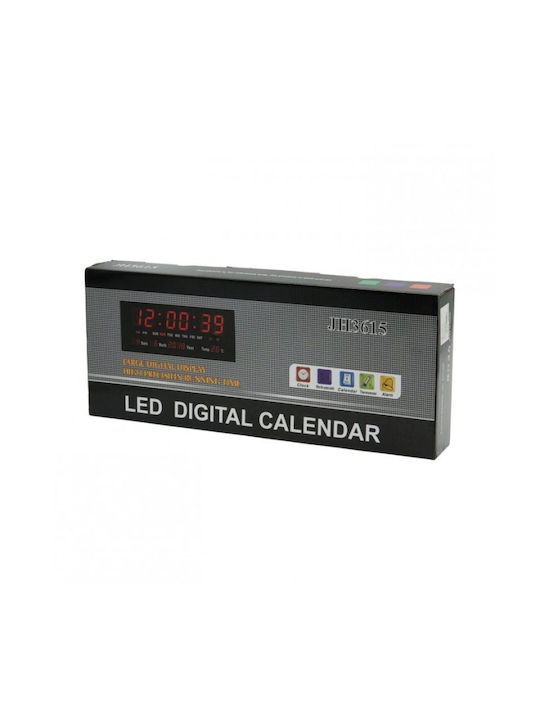 Digital Wall Clock Plastic Black 36x15cm