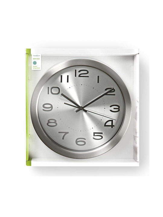 Nedis Wall Clock Metallic Silver Ø30cm