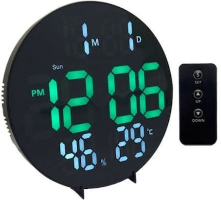 Digitale Kunststoff Wanduhr Schwarz 26x3.5cm