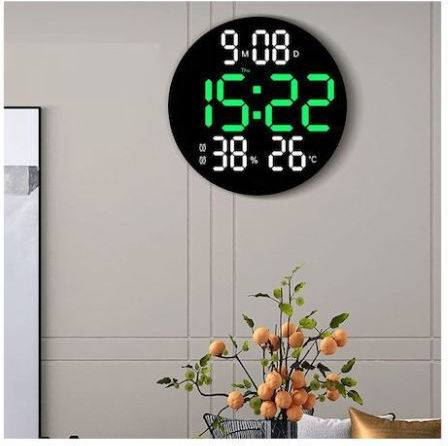 Digitale Kunststoff Wanduhr Schwarz 26x3.5cm