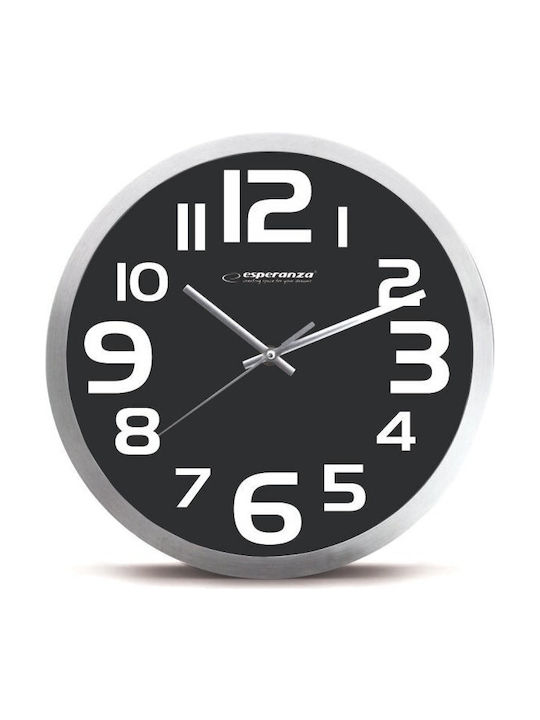 Esperanza Zurich Leise Wanduhr Metallisch Schwarz Ø25cm