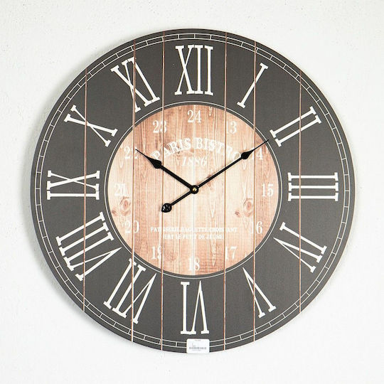 Wall Clock Wooden Black Ø58.2cm
