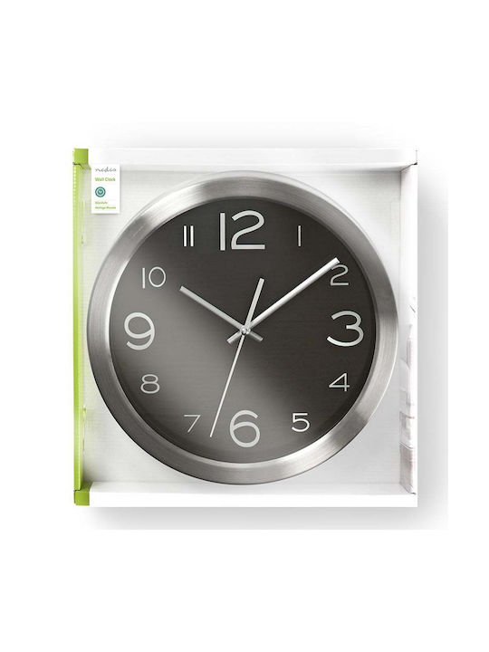 Nedis Wall Clock Metallic Black Ø30cm