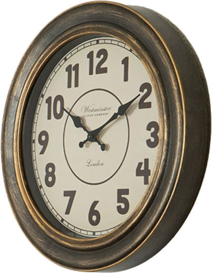 Antikes Wanduhr Kunststoff Bronze Ø40cm