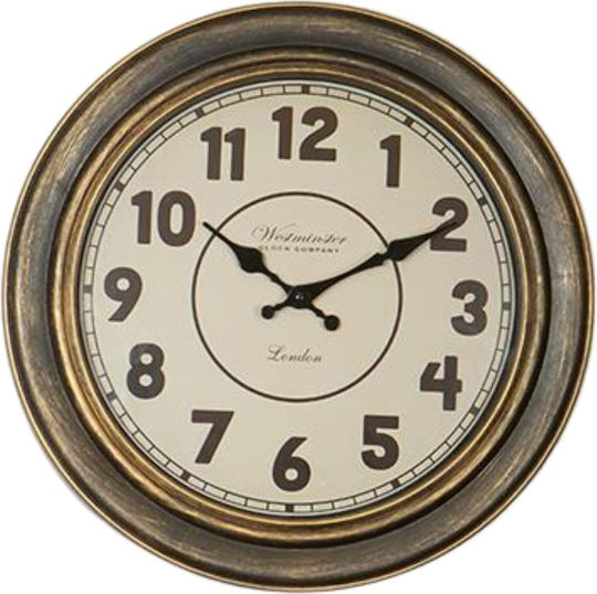 Antikes Wanduhr Kunststoff Bronze Ø40cm